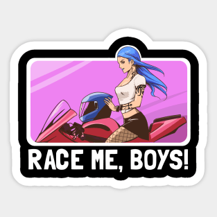 Racer Girl Race me Boys Sticker